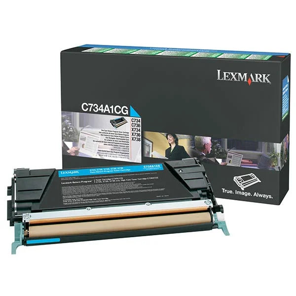 Lexmark C/X734, 736, 738 Cyan Return Program 6K Toner Cartridge (C734A1CG)