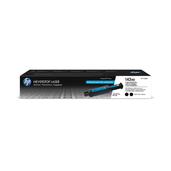 HP 143A (W1143AD) Dual Pack Black Original Neverstop Toner Reload Kit (2500 Yield)