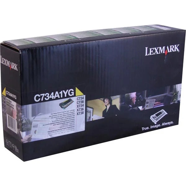 Lexmark C/X734, 736, 738 Yellow Return Program 6K Toner Cartridge (C734A1YG)