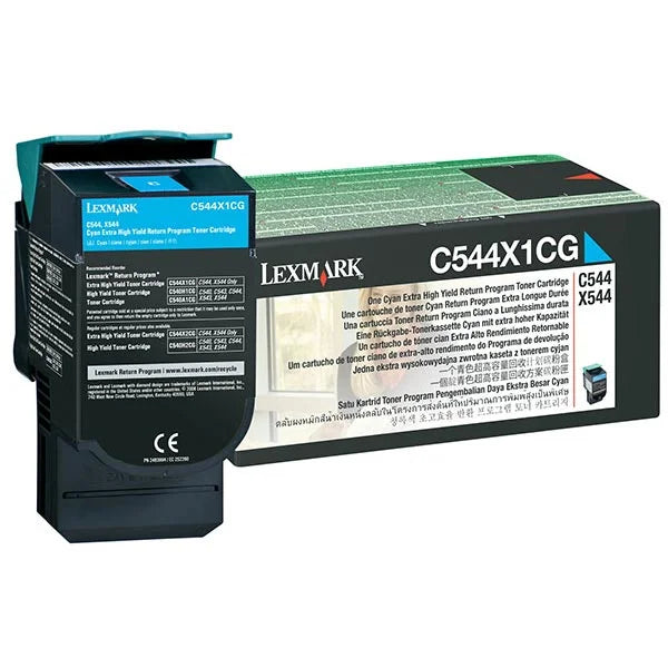 Lexmark C/X544, 546, 548 Cyan Return Program 4K Toner Cartridge (C544X1CG)