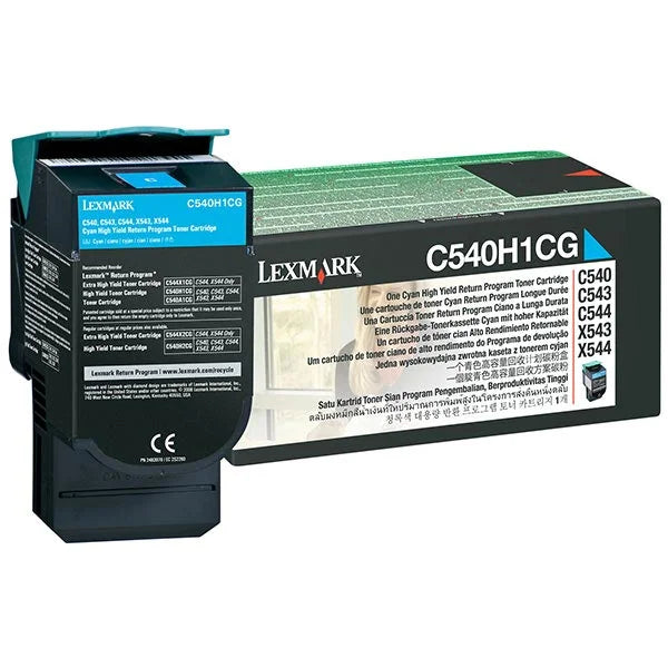 Lexmark C/X540, 543, 544, 546, 548 Cyan Return Program 2K Toner Cartridge (C540H1CG)