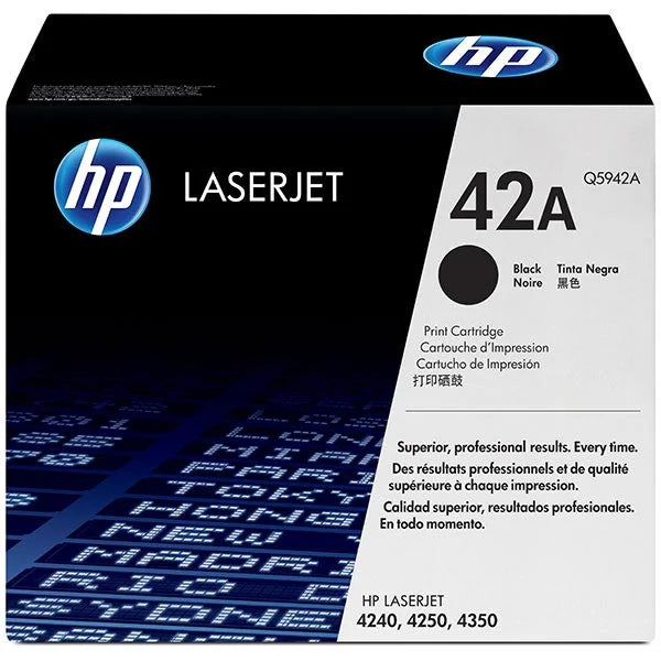 HP 42A 4240, 4250, 4350 Black 10K Toner Cartridge (Q5942A)